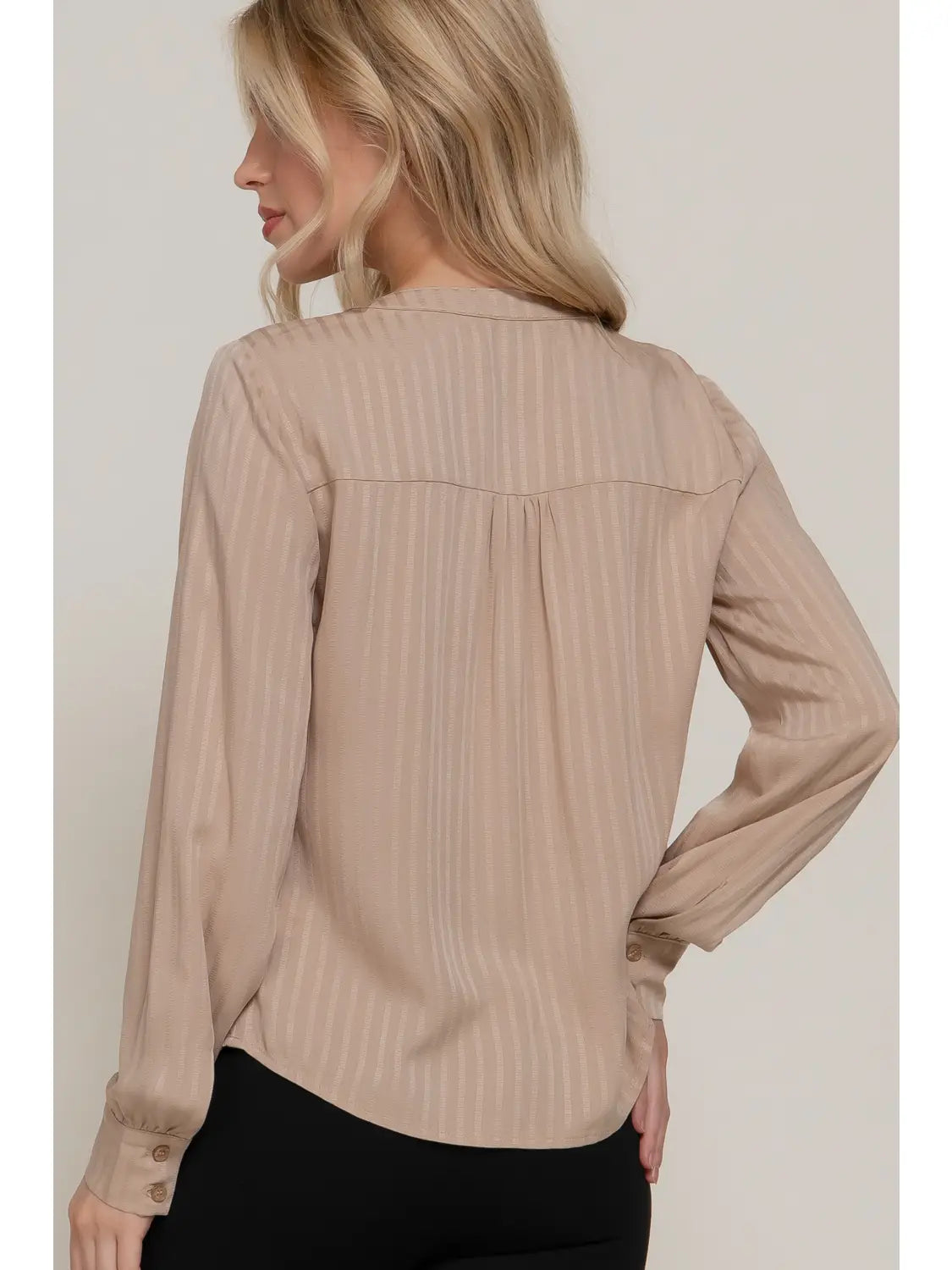 145 Long Sleeve Texture Blouse in Beige