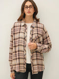 326 Taupe Oversized Flannel Shirt