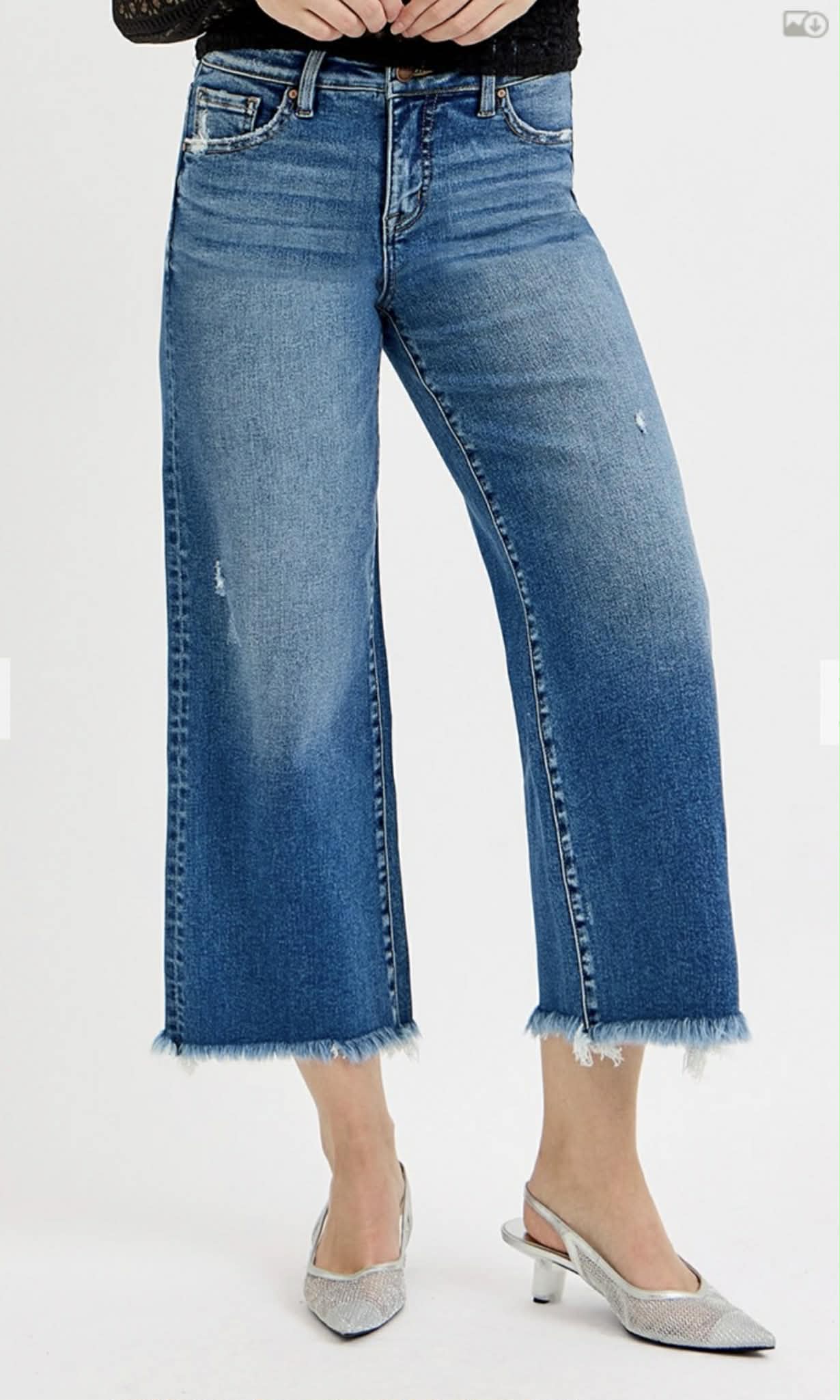 151 Tummy Control Dark Wash Crop Denim