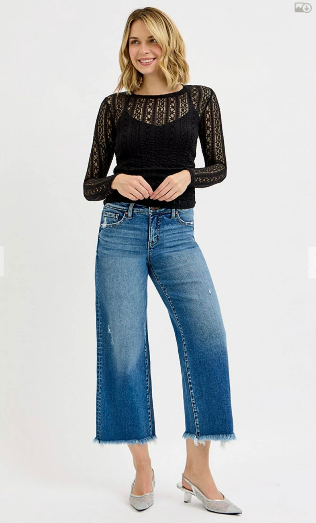 151 Tummy Control Dark Wash Crop Denim