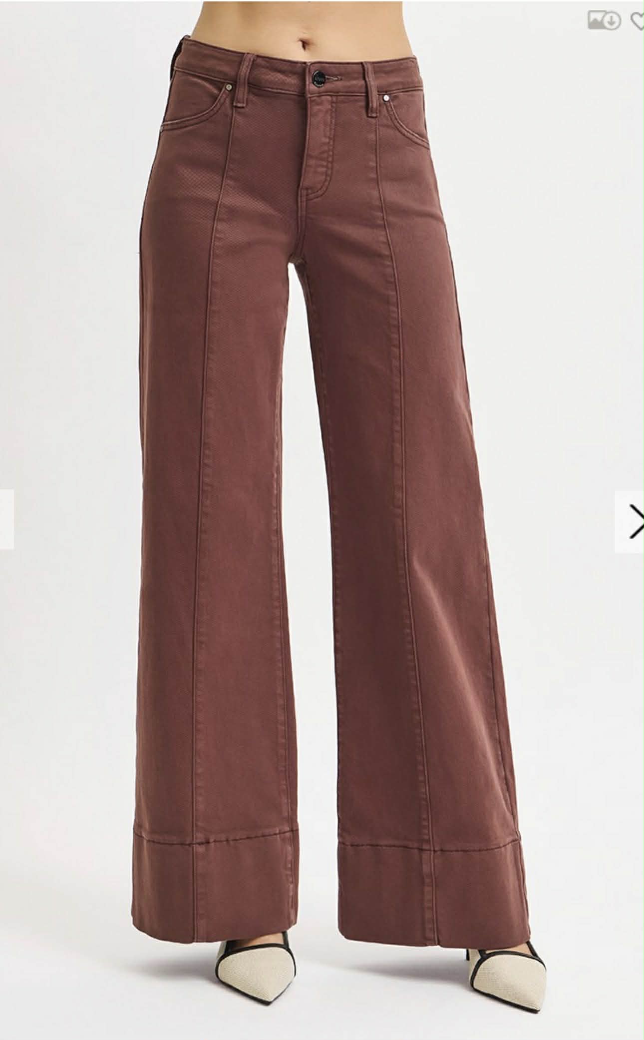 99 Tummy Control Chocolate Wide Leg Denim
