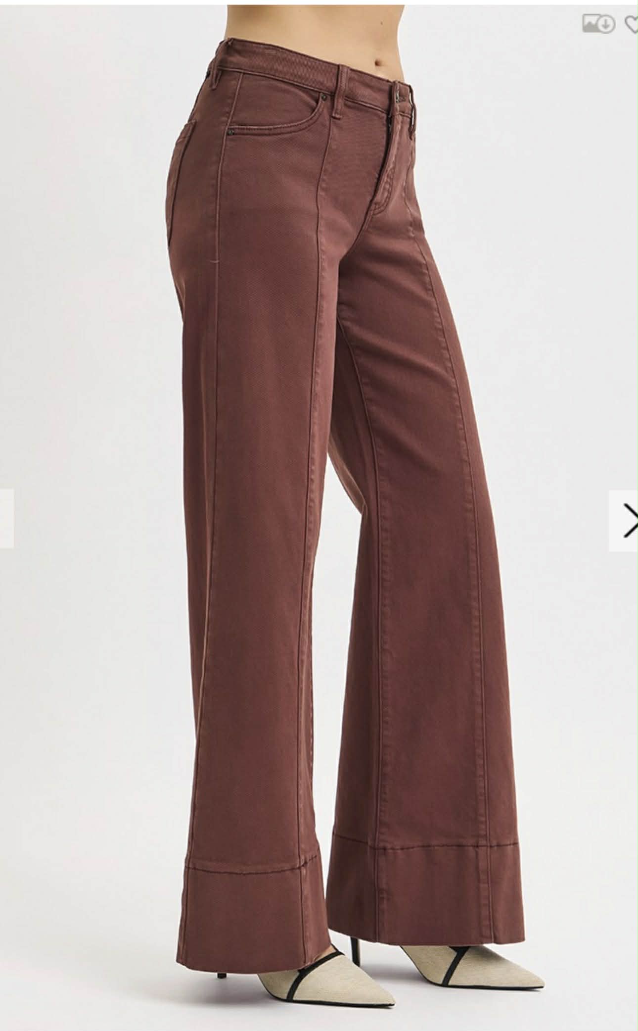99 Tummy Control Chocolate Wide Leg Denim