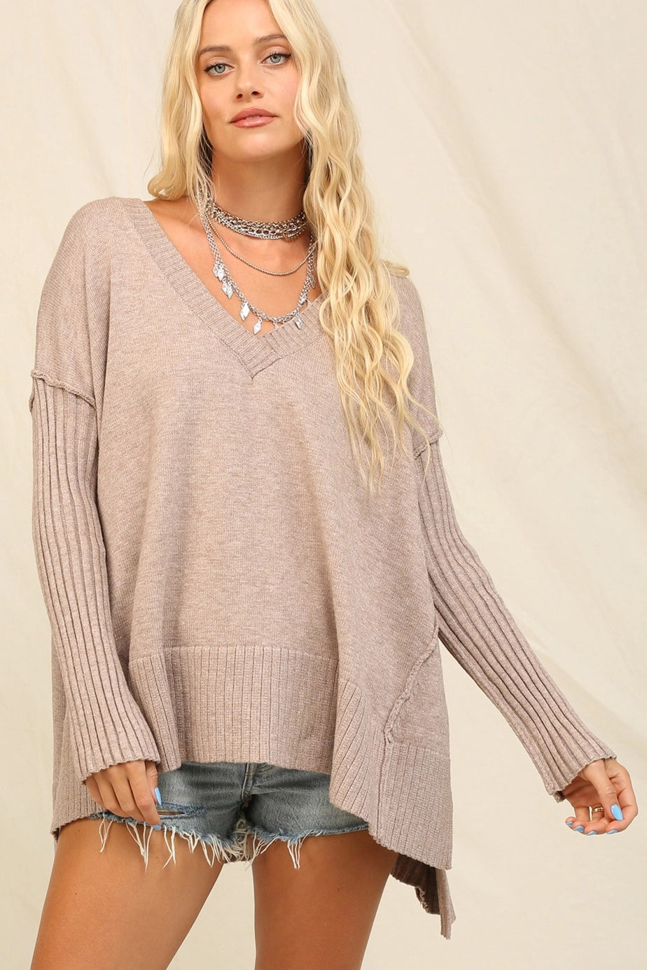 101 Boho Style Oversized V-Neck Tunic Top