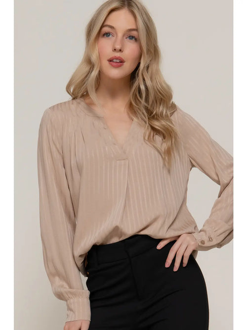 145 Long Sleeve Texture Blouse in Beige