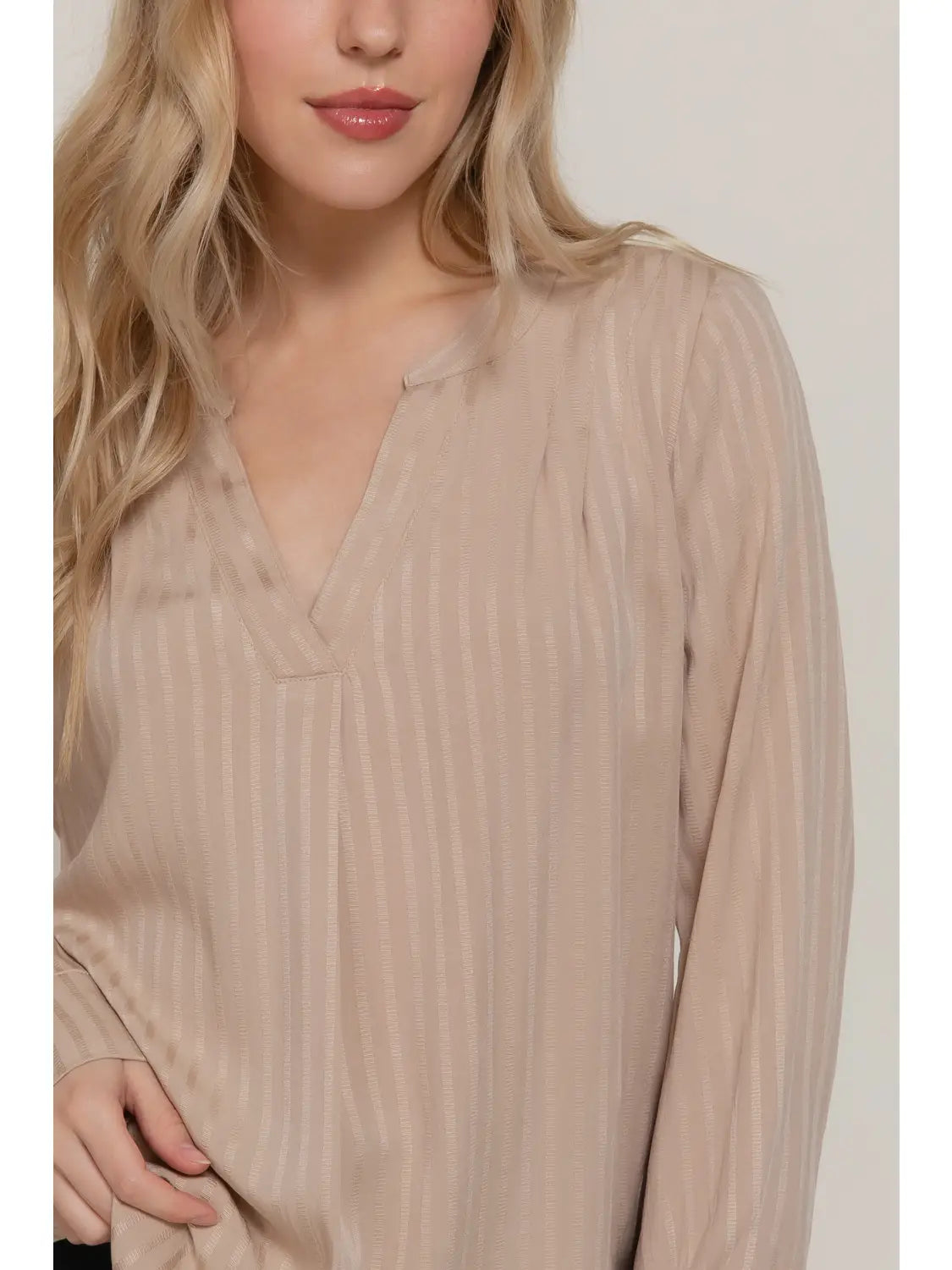 145 Long Sleeve Texture Blouse in Beige