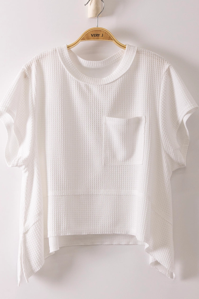 235 Flared Hem Waffle Knit Top