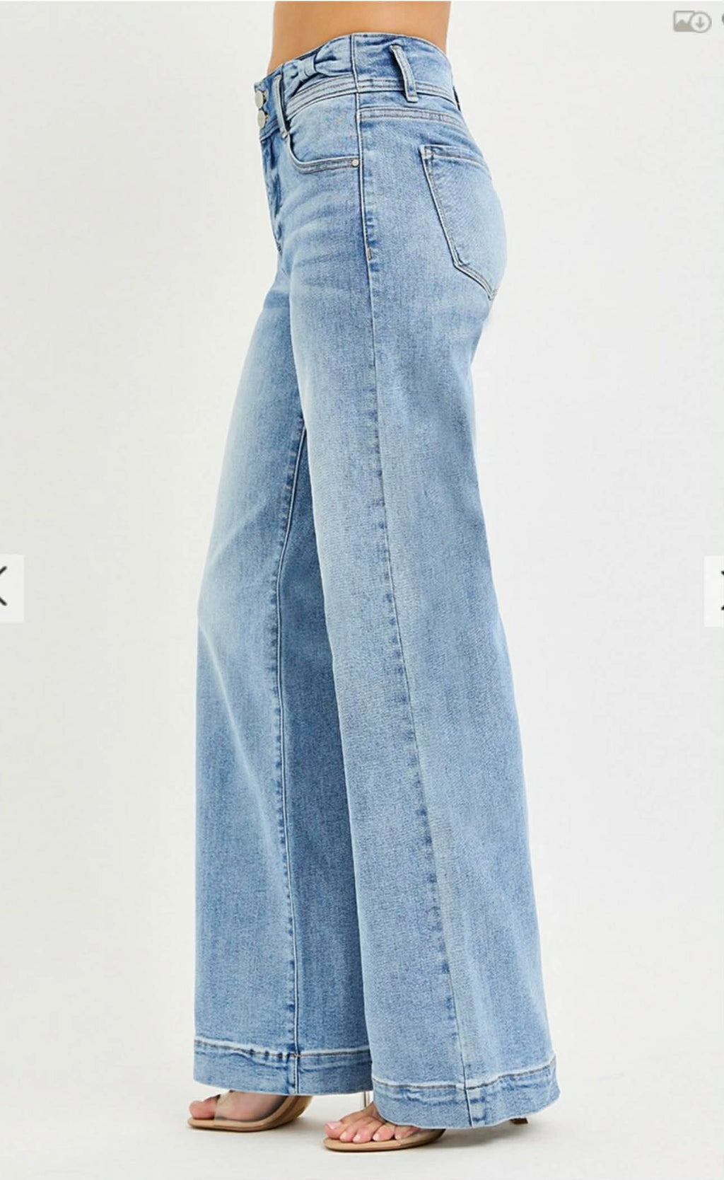 154 Tummy Control High Rise Wide Leg Jeans with Bow Waistband