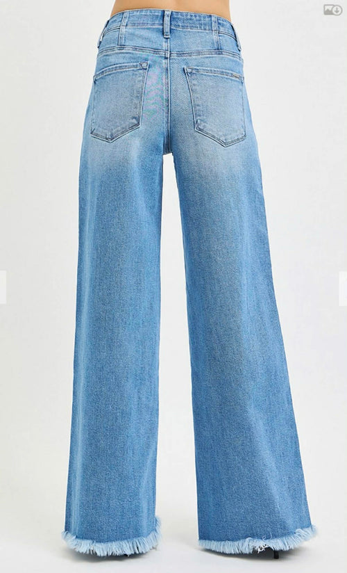 153 Hi Rise Tie Waist Wide Leg Denim