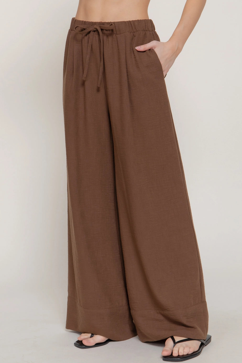 184 Brown Linen Wide Leg Pants