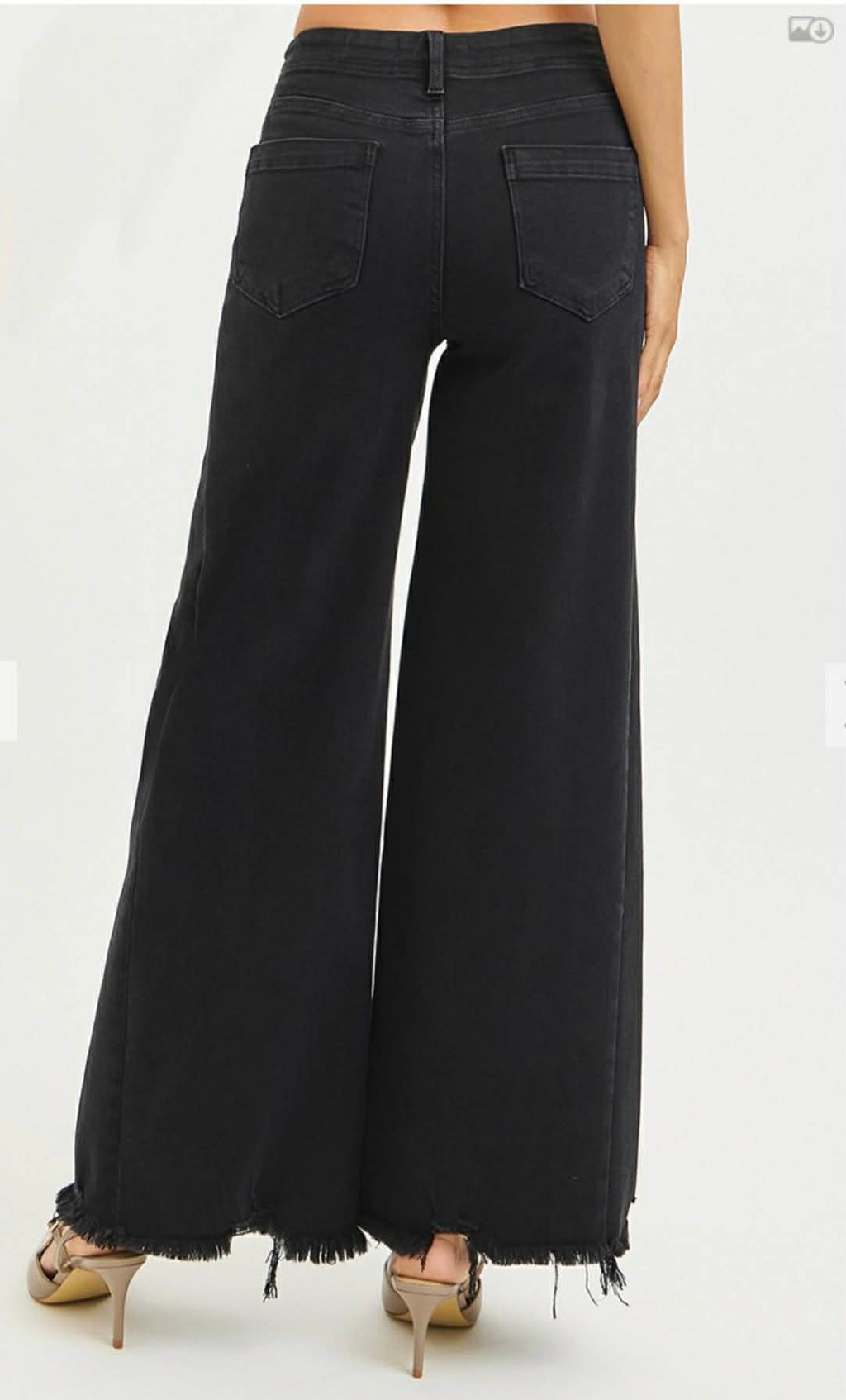 130 Tummy Control Hi Rise Palazzo Jeans with Frayed Hem